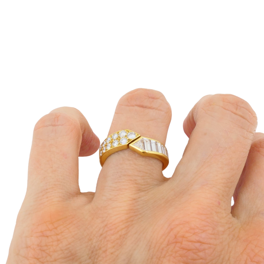 Van Cleef & Arpels 18K Gold Diamond Bypass Ring