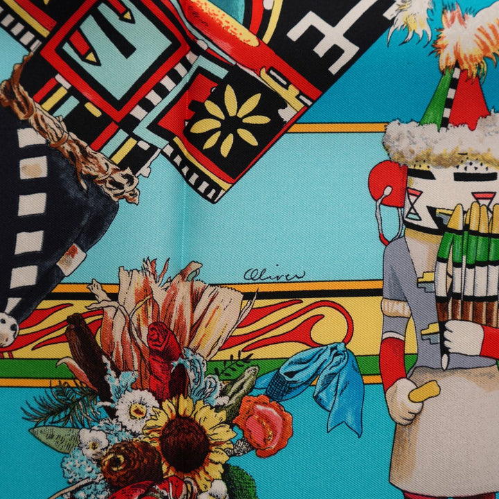 Hermès Paris 'Kachinas' Silk Scarf by Kermit Oliver