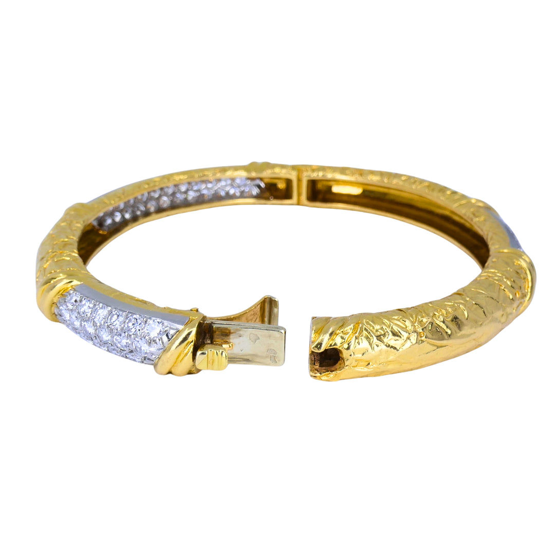 Van Cleef & Arpels Diamond 18k Gold & Platinum Vintage Bracelet, Circa 1973