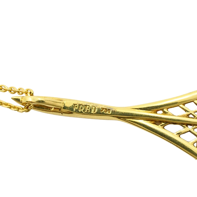Fred Paris 18k Gold Eiffel Tower Pendant Necklace