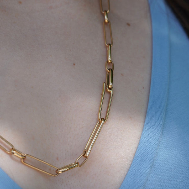 Pomellato 18k Rose Gold Open Rectangular Paperclip Link Necklace