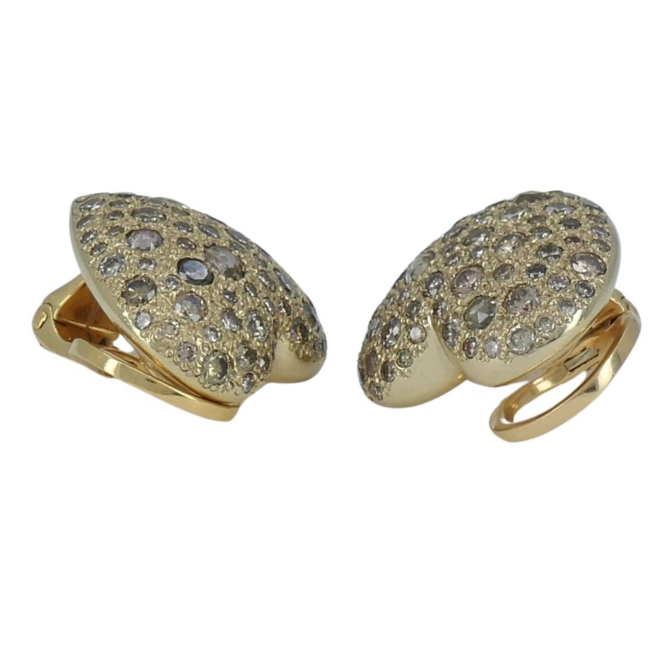 Pomellato Sabbia 18k Gold Diamond Heart Clip Earrings
