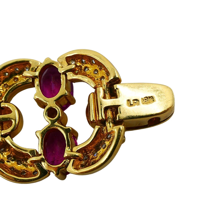 Vintage 18k Gold Tourmaline Diamond Bracelet