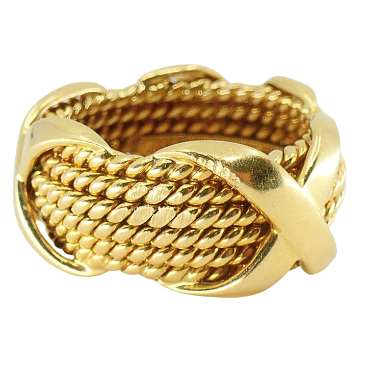 Tiffany & Co. Schlumberger 18k Gold Six-Row Rope "X" Band Ring