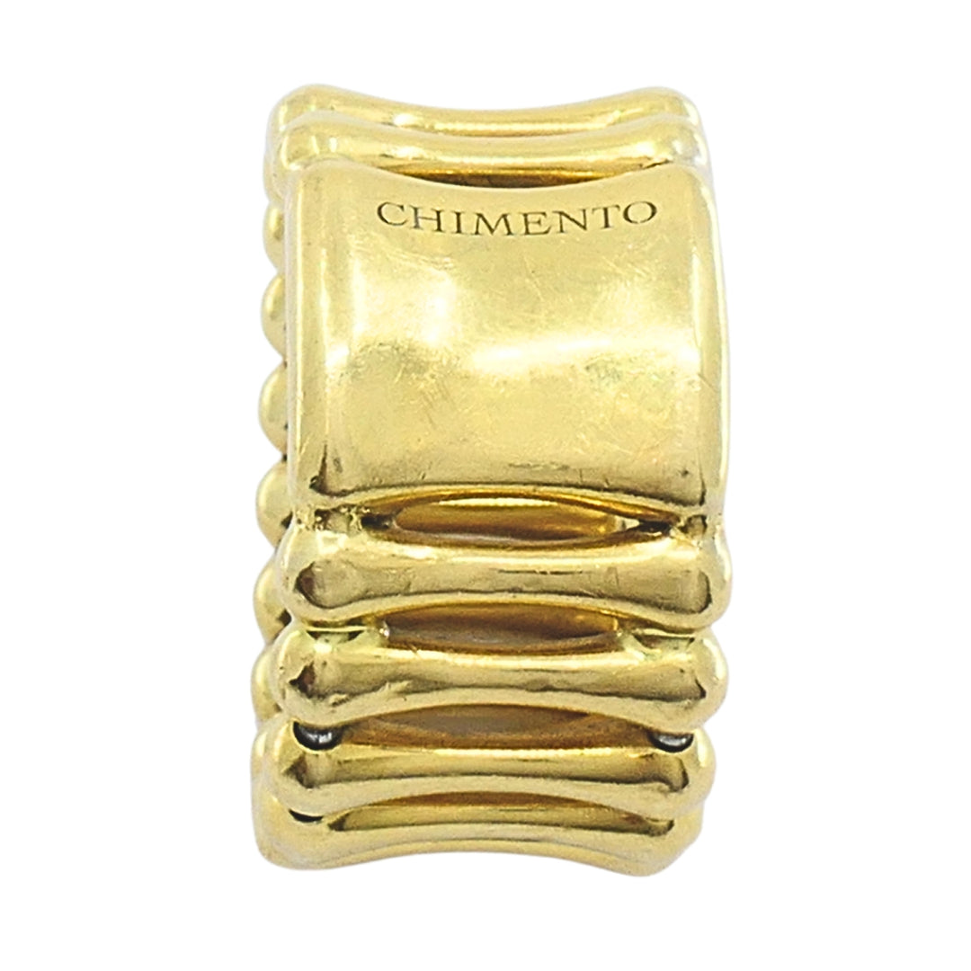 Vintage Chimento 18k Yellow Gold Bamboo‑Style Wide Band Ring
