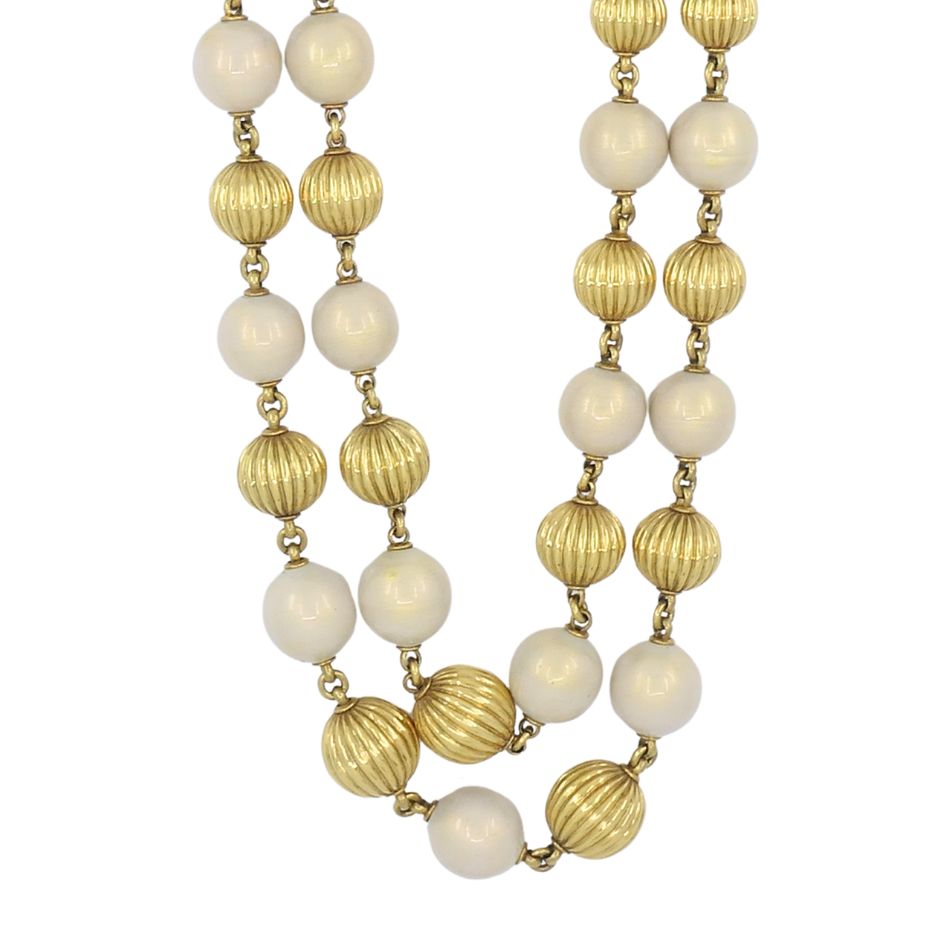 Vintage Tiffany & Co. 18k Gold Enamel Beaded Necklace