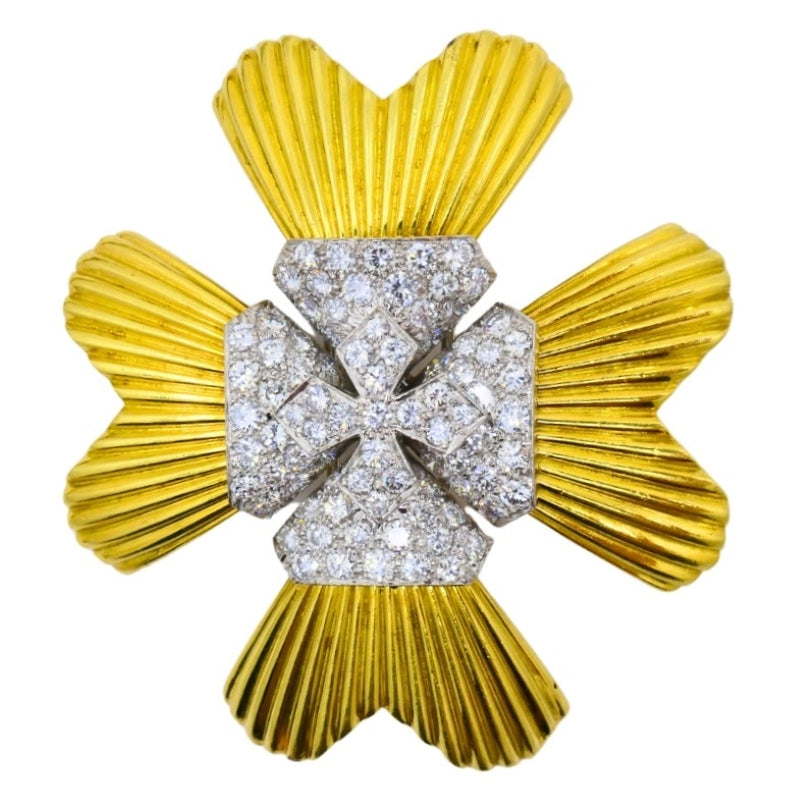 David Webb Necklace Sautoir Chain Oval Links 18k Gold Platinum Diamond Brooch