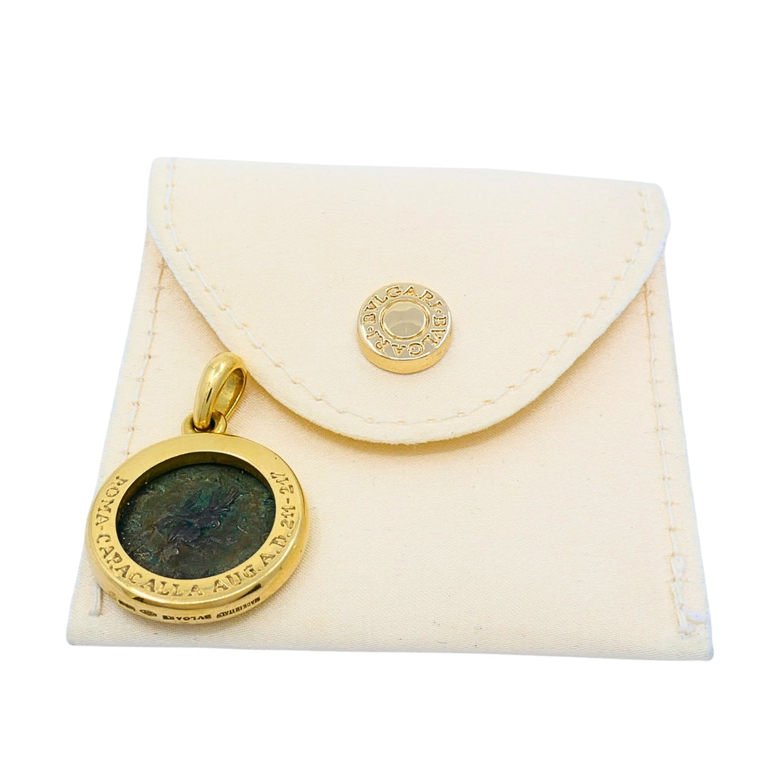 Bvlgari Monete Ancient Roman Coin Pendant 18k Gold, Caracalla AD 211-217