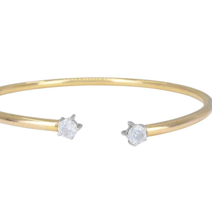 TOUS 18k Yellow Gold Diamond Open Cuff Bracelet