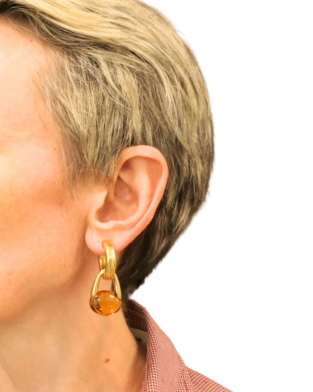 Vintage Pomellato 18k Gold Citrine Earrings Detachable Drop