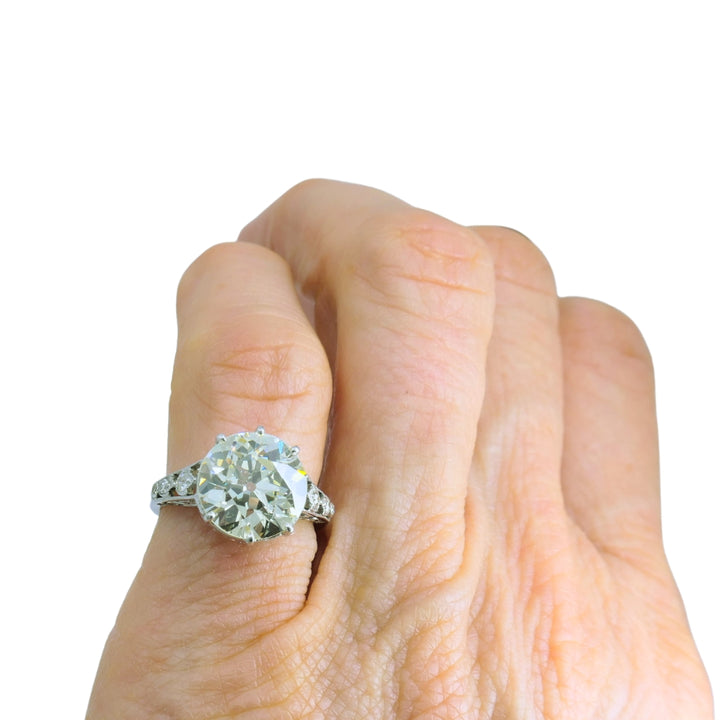 Art Deco Engagement Ring Old European Cut Diamond Platinum Ring Solitaire
