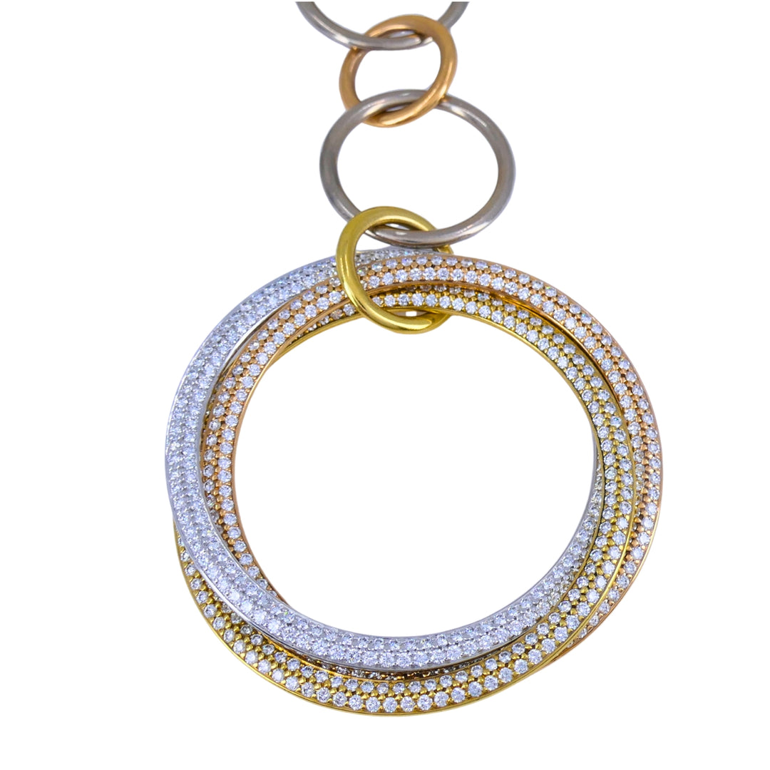 Cartier Trinity Diamond Necklace 18k Gold Estate Jewelry