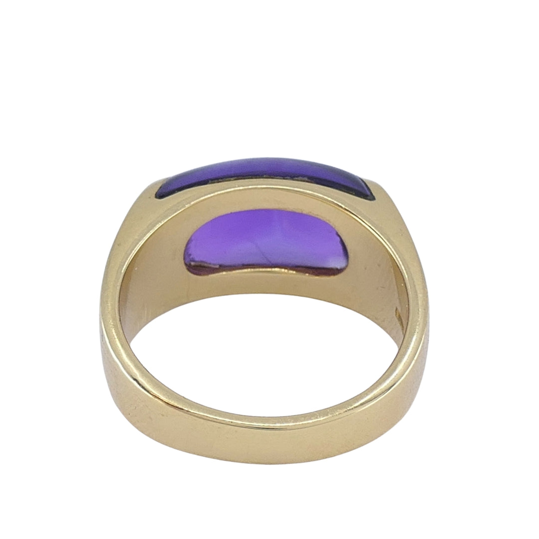 Vintage Bvlgari Tronchetto 18k Gold Amethyst Ring, Size 6.5