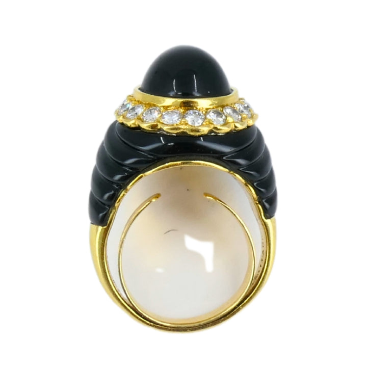 Vintage Tallarico 18k Gold Onyx Ring Diamond Estate Jewelry
