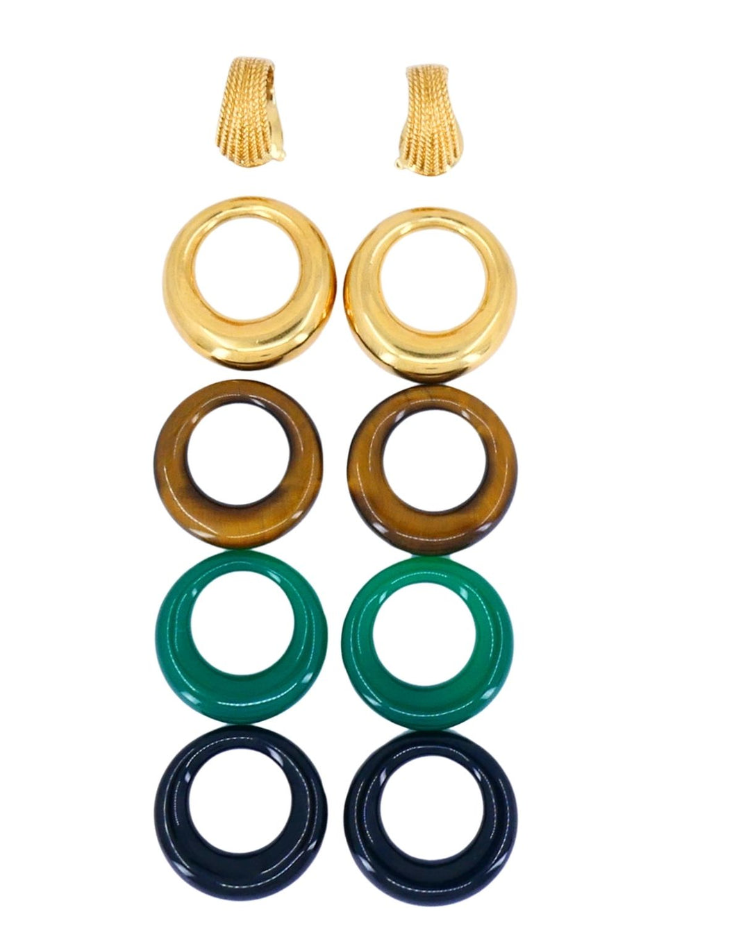 Van Cleef & Arpels 18k Gold Hoop Earrings Interchangeable Gemstone Inserts