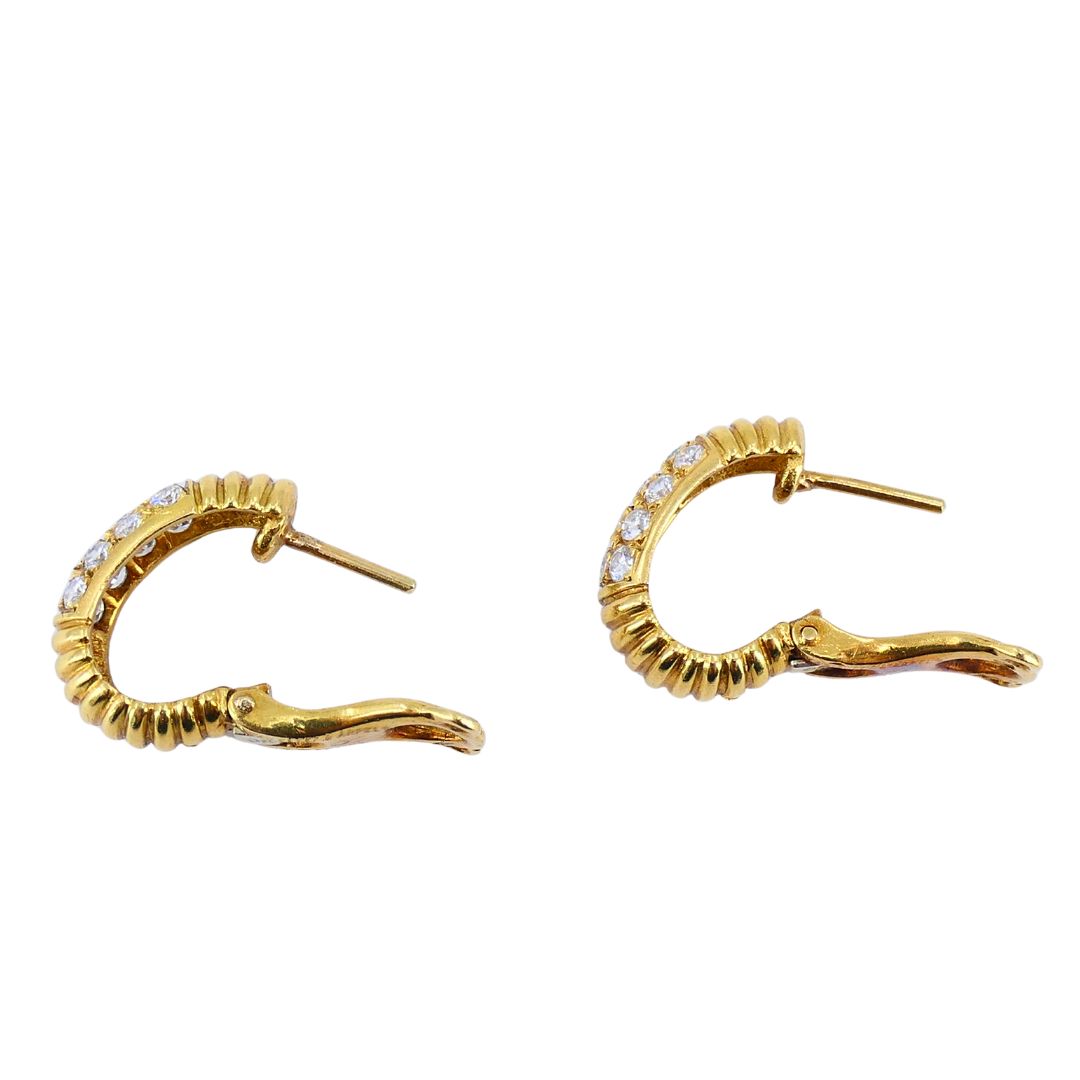 Vintage Van Cleef & Arpels 18k Gold Diamond Huggie Earrings