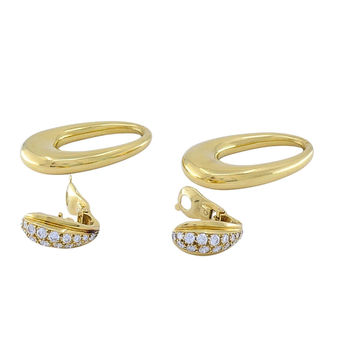 Cartier 18K Gold Chrysoprase Diamond Interchangeable Doorknocker Earrings