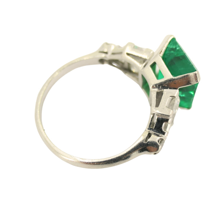 Colombian Emerald Engagement Ring GIA Platinum Diamond