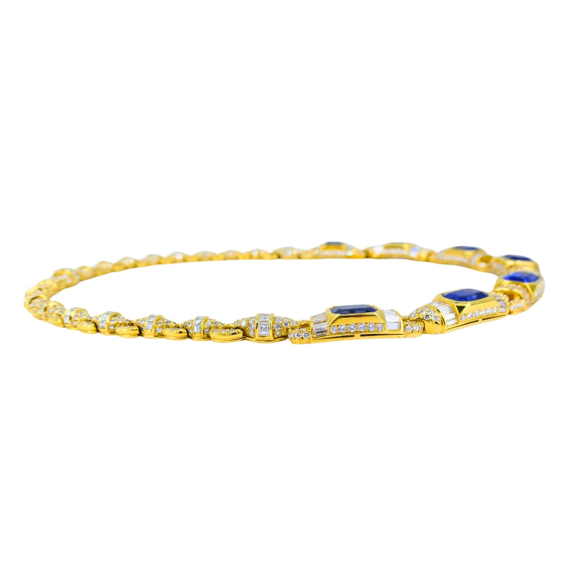 Bvlgari Bulgari 18k Gold Necklace Diamonds Sri Lanka Sapphires No Heat 39.77 Carats GRS Report