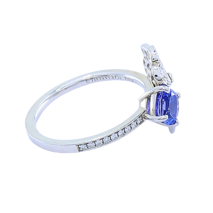 Tiffany & Co. Platinum Paper Flower Ring Tanzanite Diamonds
