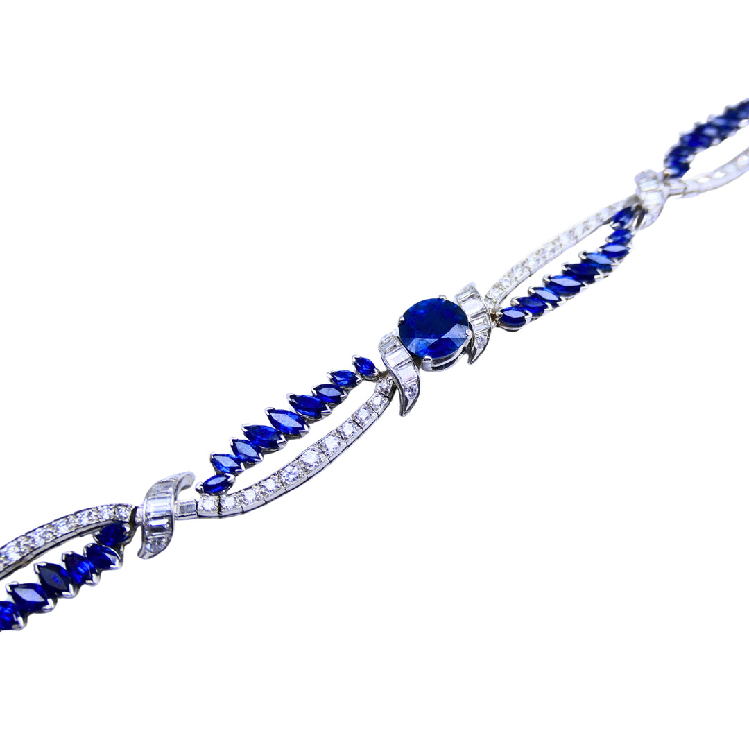 Oscar Heyman Platinum Sapphire Diamond Bracelet Certificate of Authenticity