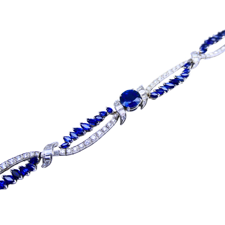 Oscar Heyman Platinum Sapphire Diamond Bracelet Certificate of Authenticity