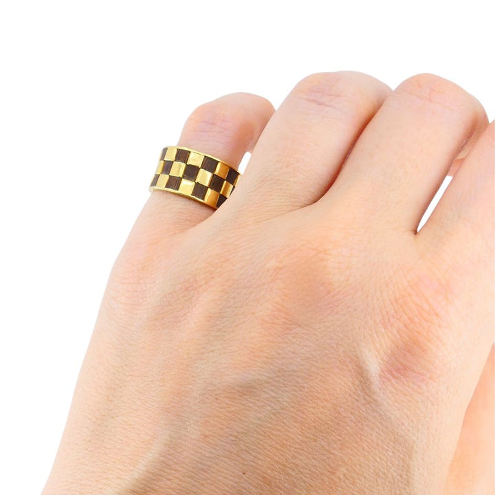 Vintage Van Cleef & Arpels 18k Gold Wooden Band Ring 5.5