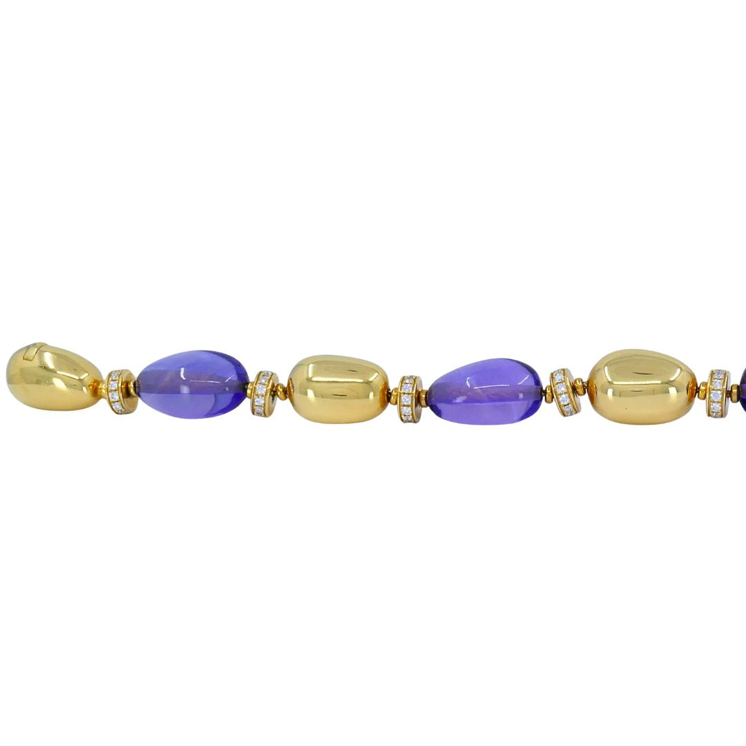 Bvlgari 18k Gold Amethyst Diamond Sassi Bracelet