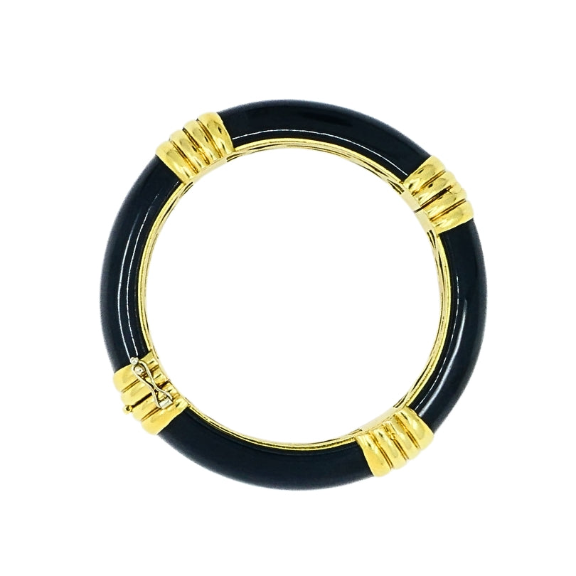 Van Cleef & Arpels 18K Gold Onyx Bangle Bracelet