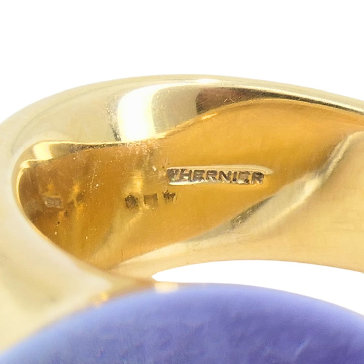 Vhernier Re Sole Gold Ring Purple Sugilite Rock Crystal Estate Jewelry Italy