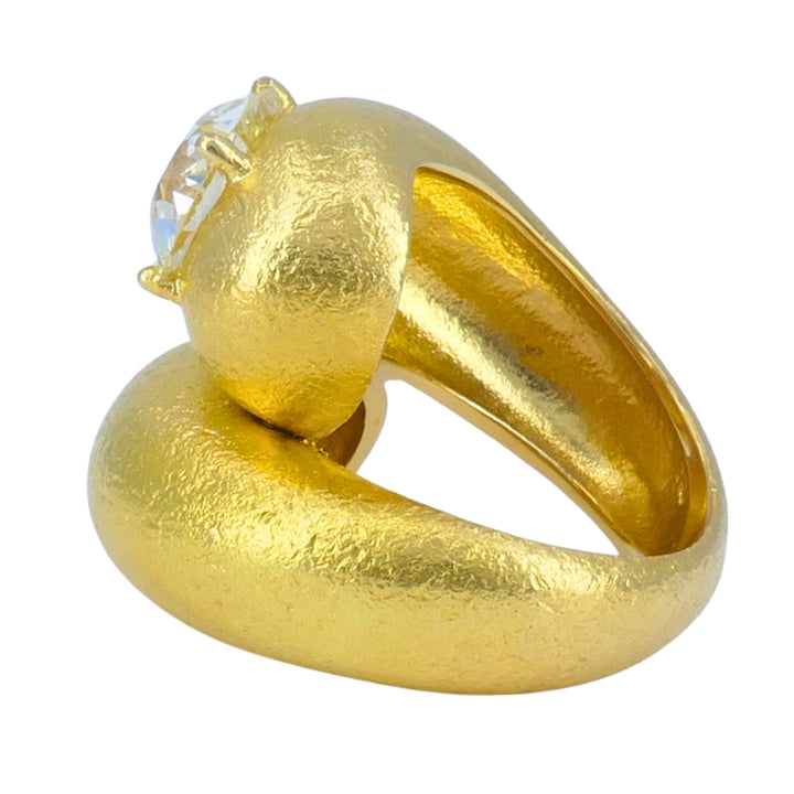 Old European Cut Diamond Ring Gold Bypass Cocktail Ring