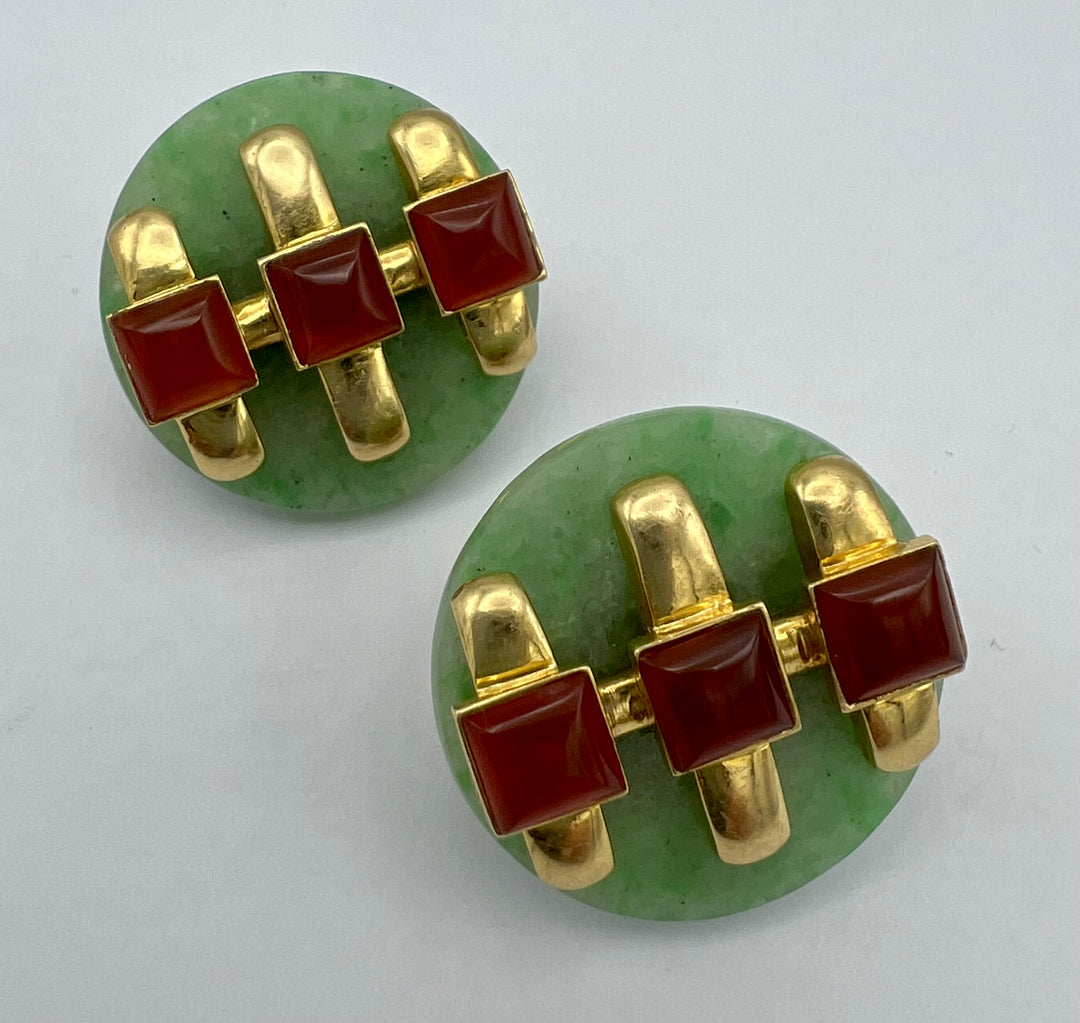 Aldo Cipullo for Cartier Jade Carnelian Earrings