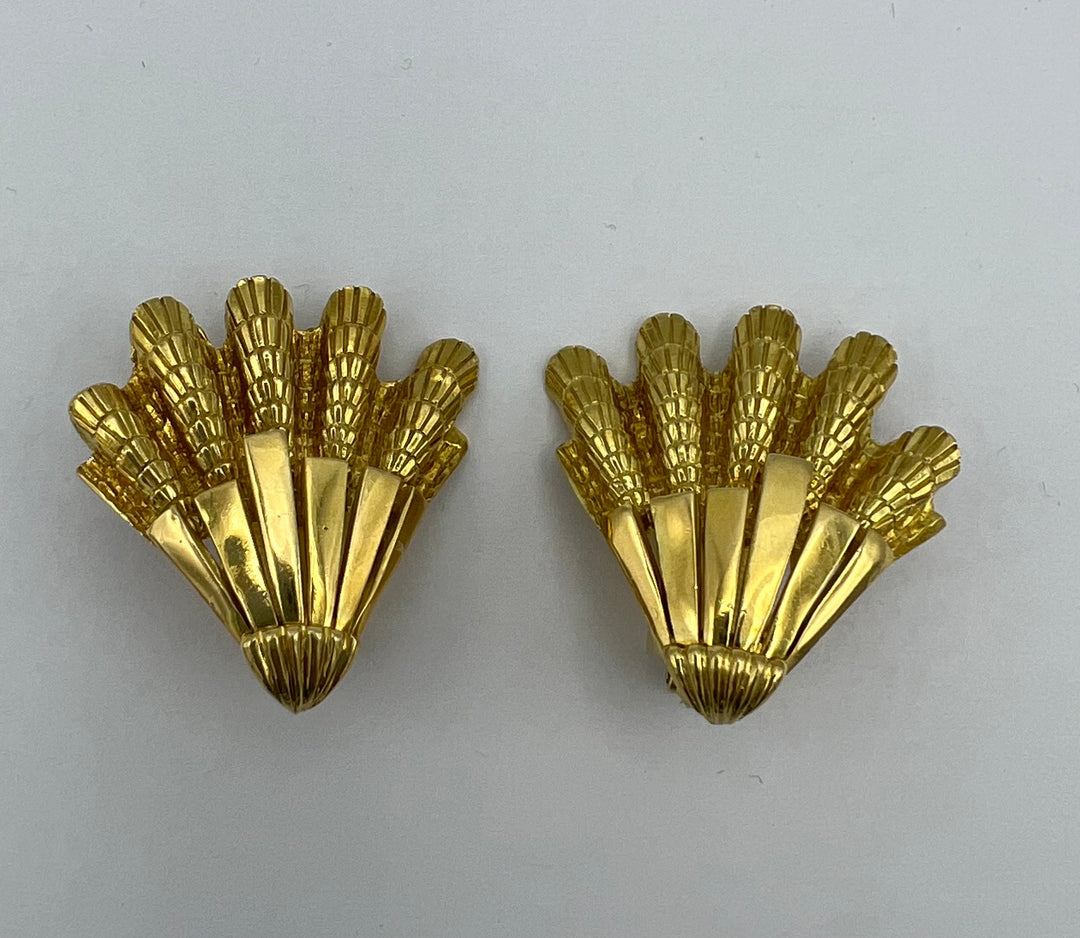 David Webb Gold Earrings, Vintage Shell Earrings