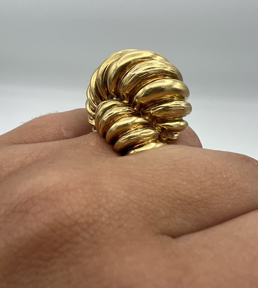 Vintage French 18k Gold Ring Snail Swirl