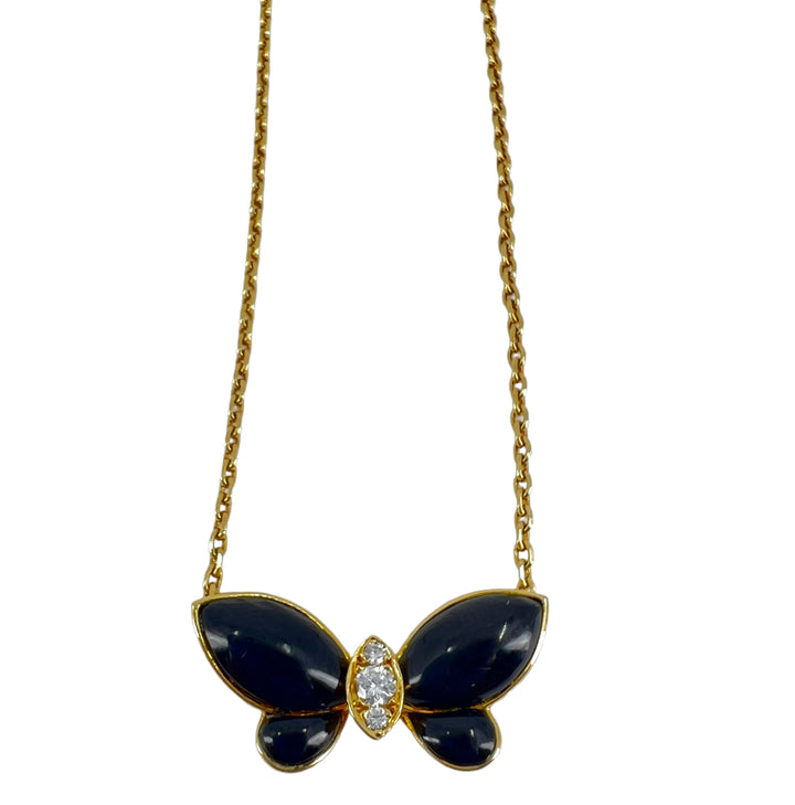 Van Cleef & Arpels Butterfly Necklace Onyx Diamond