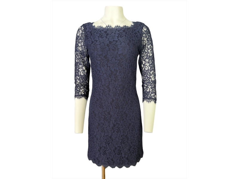 Diane von FŸrstenberg Navy Lace Mini Dress, Size 8