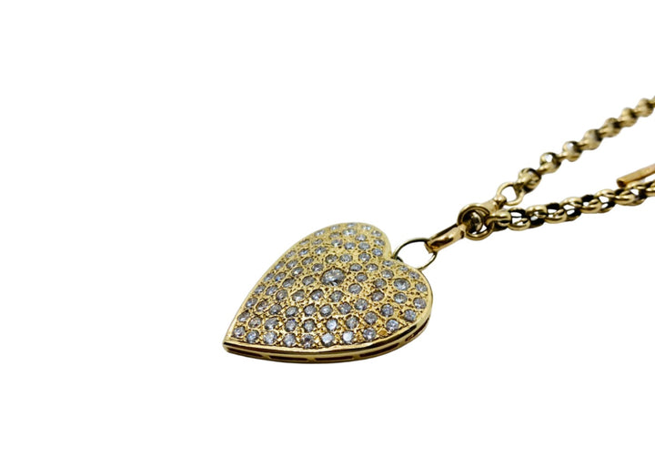 Antique Chain Necklace 9k Gold Diamond Heart 14K Gold Pendant