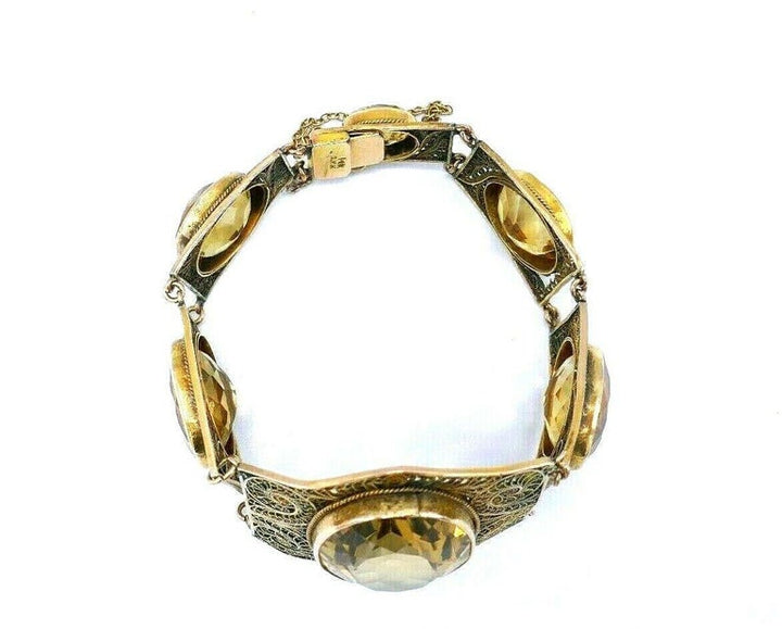 Antique Gold Citrine Filigree Bracelet