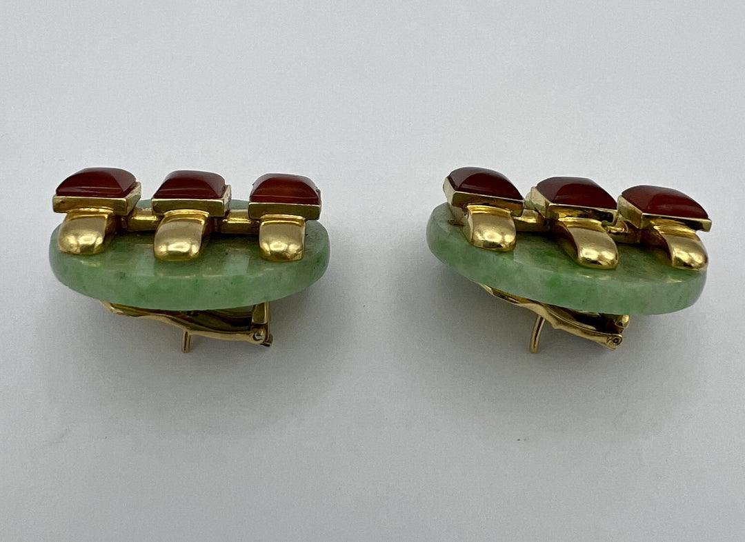 Aldo Cipullo for Cartier Jade Carnelian Earrings