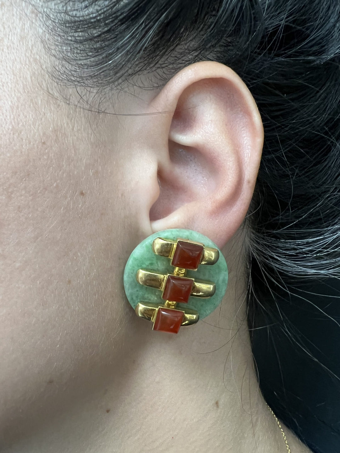 Aldo Cipullo for Cartier Jade Carnelian Earrings