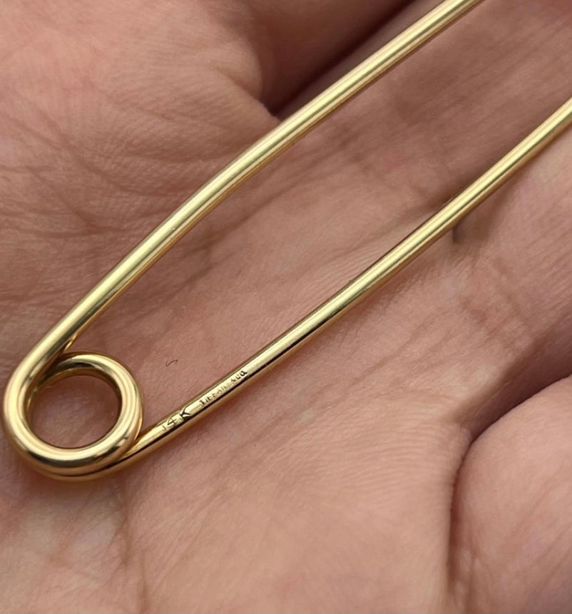 1950's Vintage Tiffany & Co Yellow Gold Safety Pin Brooch