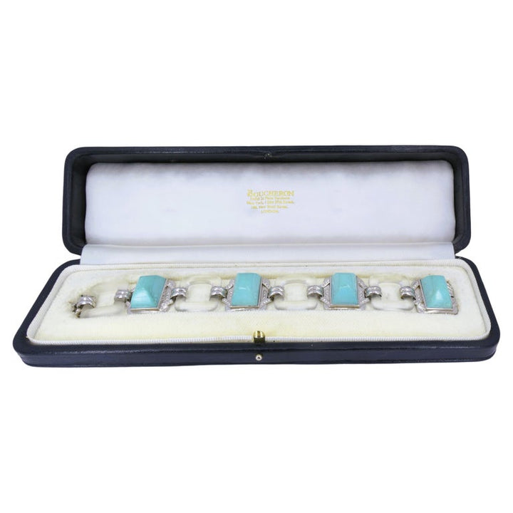Boucheron Vintage Bracelet Turquoise Diamond White Gold