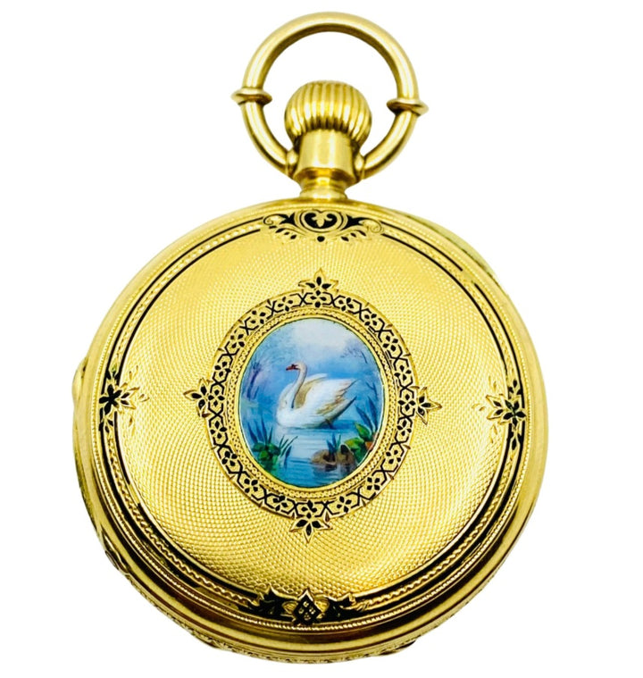 Breitling Laederich Antique Pocket Watch 18k Gold Enamel