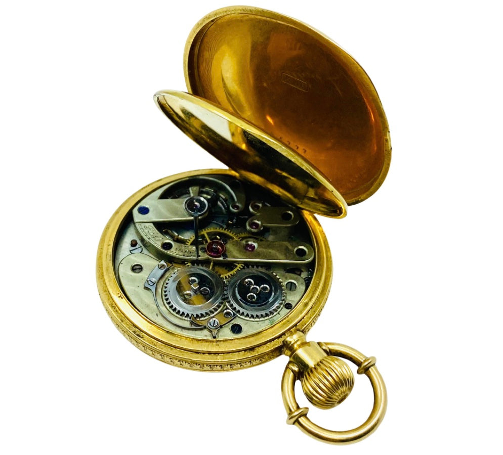 Breitling Laederich Antique Pocket Watch 18k Gold Enamel