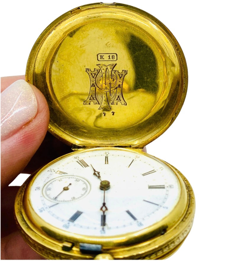 Breitling Laederich Antique Pocket Watch 18k Gold Enamel