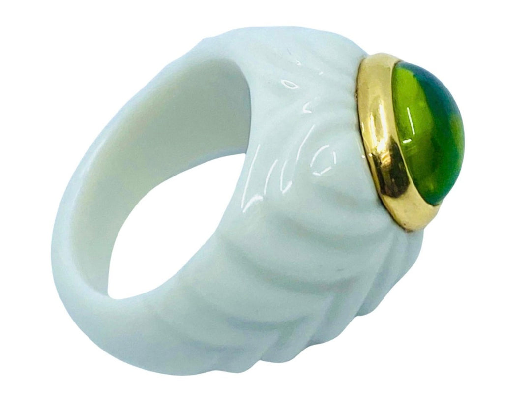 Bulgari Chandra Ring Porcelain Peridot Gold