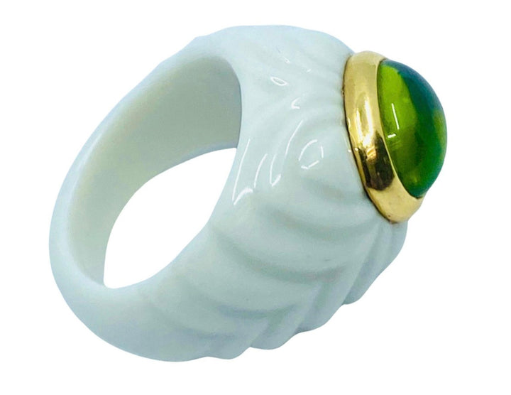 Bulgari Chandra Ring Porcelain Peridot Gold