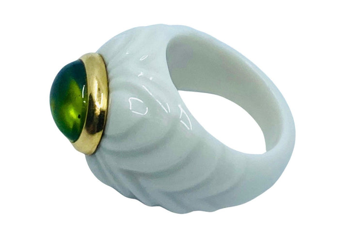 Bulgari Chandra Ring Porcelain Peridot Gold