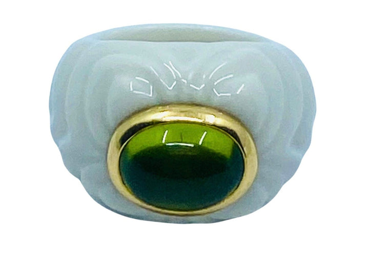 Bulgari Chandra Ring Porcelain Peridot Gold