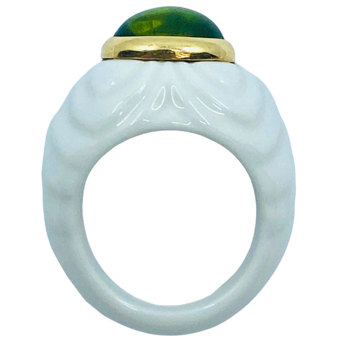 Bulgari Chandra Ring Porcelain Peridot Gold